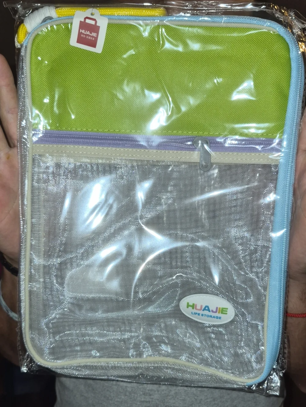 Clear Front Travel Pouch in Green and Blue Nwt